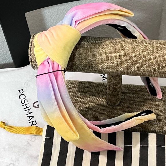 LELE SADOUGHI SHIRLEY NWT AUTHENTIC APRICOT OMBRÉ VELVET BOW HEADBAND main image 6